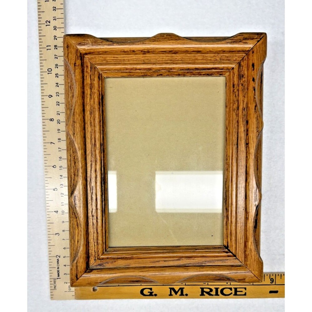 Wooden 5x7 Picture Frame Hidden Photo Storage Hinged Tabletop Oak Vintage - Picture 7 of 7